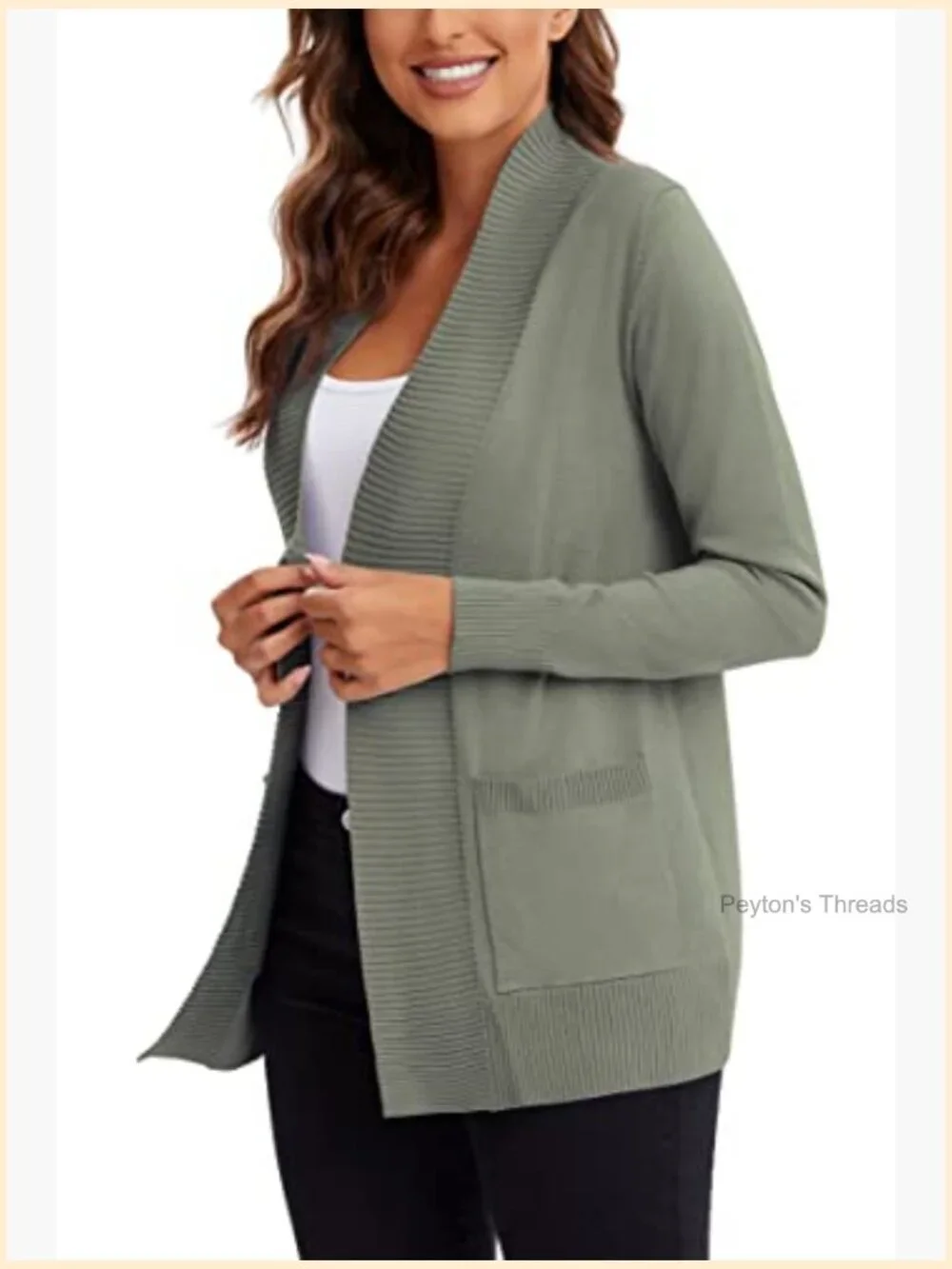 Lightweight Open Front Knit Cardigan Sweater Long Sleeve with Pocket